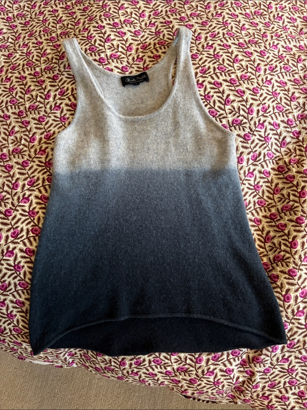 Ombre Gray to Black Sleeveless 100% Cashmere Tank size S
